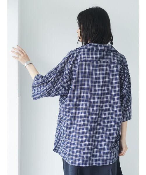 CRAFT STANDARD BOUTIQUE(クラフトスタンダードブティック)の「麻混半袖オープンカラーシャツ *(シャツ/ブラウス・メンズ・グリーン系その他2/ブルー系その他/ストライプ/レッド系その他・LL/M/L)」の16枚目の写真