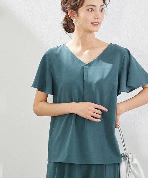 ROPE' PICNIC（ロペピクニック）の「【セットアップ対応】【2WAY】麻調袖フレアブラウス（シャツ/ブラウス・レディース・ネイビー/ホワイト/モスグリーン/ベージュ・40/38）」の4枚目の写真