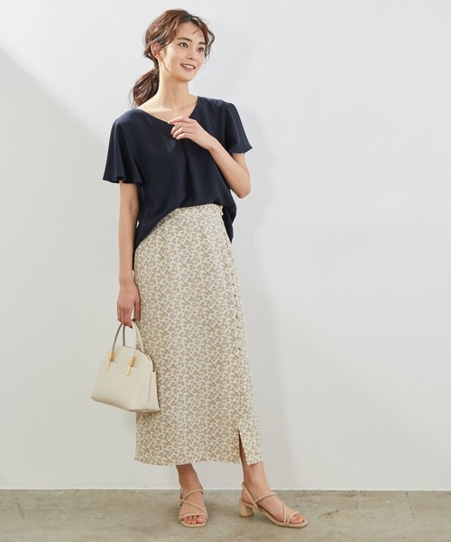 ROPE' PICNIC（ロペピクニック）の「【セットアップ対応】【2WAY】麻調袖フレアブラウス（シャツ/ブラウス・レディース・ネイビー/ホワイト/モスグリーン/ベージュ・40/38）」の14枚目の写真