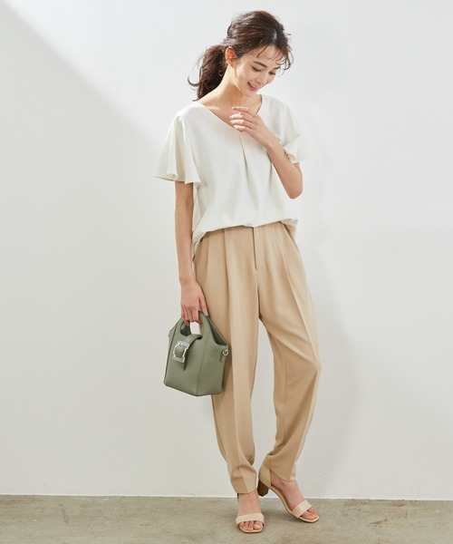 ROPE' PICNIC（ロペピクニック）の「【セットアップ対応】【2WAY】麻調袖フレアブラウス（シャツ/ブラウス・レディース・ネイビー/ホワイト/モスグリーン/ベージュ・40/38）」の15枚目の写真