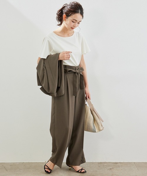 ROPE' PICNIC（ロペピクニック）の「【セットアップ対応】【2WAY】麻調袖フレアブラウス（シャツ/ブラウス・レディース・ネイビー/ホワイト/モスグリーン/ベージュ・40/38）」の22枚目の写真