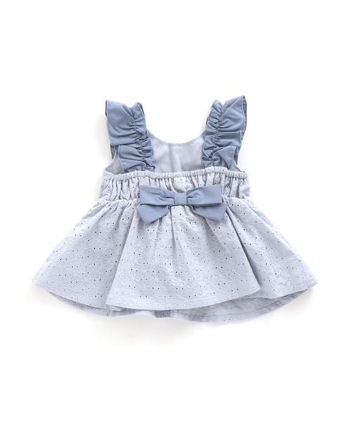 apres les cours（アプレレクール）の「フリル＆りぼんレースチュニック（チュニック・キッズ・アイボリー/ブルー・80/90/100/110/120/130/140）」の4枚目の写真