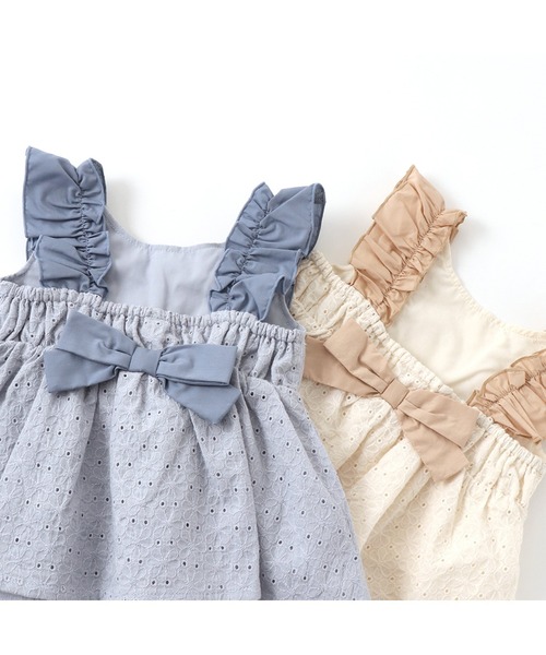 apres les cours（アプレレクール）の「フリル＆りぼんレースチュニック（チュニック・キッズ・アイボリー/ブルー・80/90/100/110/120/130/140）」の12枚目の写真