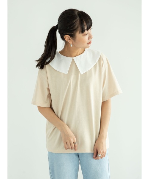 RAY CASSIN FAVORI(レイカズンフェバリ)の「・RAY CASSIN オフカラーエリツキTシャツ*(Tシャツ/カットソー・レディース・ブルー/イエロー/ブラック/オフホワイト・FREE)」の5枚目の写真