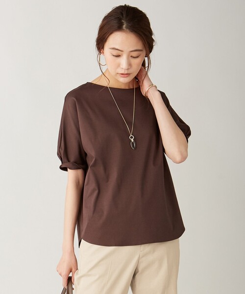 J.PRESS Ladies(J.プレス レディス)の「【UVケア・消臭効果・接触冷感】コンパクトコットンスムース ドルマンスリーブ カットソー(Tシャツ/カットソー・レディース・ホワイト系/グレー系/ダークブラウン系/ベージュ系/スモーキーグリーン系/ピンク系・SMALL)」の5枚目の写真