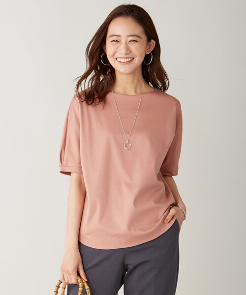 J.PRESS Ladies(J.プレス レディス)の「【UVケア・消臭効果・接触冷感】コンパクトコットンスムース ドルマンスリーブ カットソー(Tシャツ/カットソー・レディース・ホワイト系/グレー系/ダークブラウン系/ベージュ系/スモーキーグリーン系/ピンク系・SMALL)」の6枚目の写真