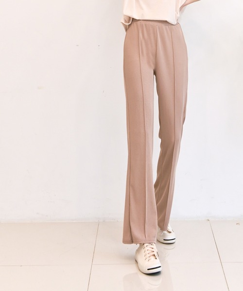 me+em select（ミームセレクト）の「リブピンタックセミフレアパンツ（その他パンツ・レディース・アイボリー/ベージュ/ブラック/カーキ/グリーン・FREE）」の20枚目の写真