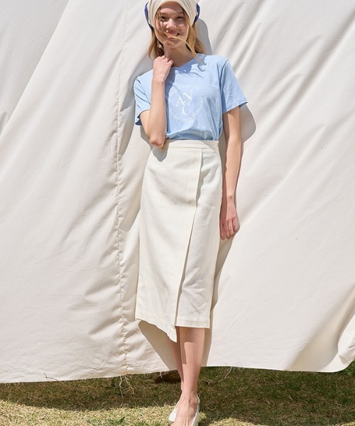 ANEDIT（アンエディット）の「【ANEDIT 】アンバランスリネンスカート / Unbalance Linen Skirt（スカート・レディース・オートミール/ダークネイビー・SMALL/MEDIUM）」の8枚目の写真