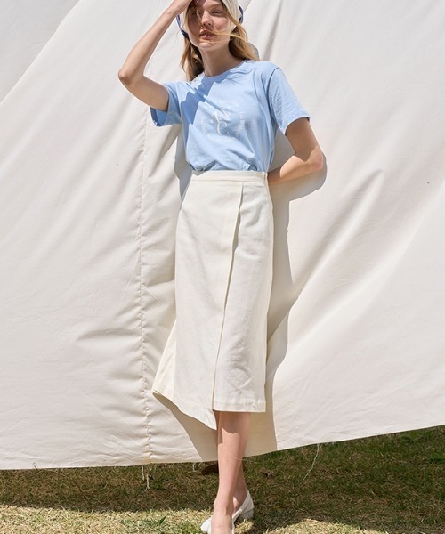 ANEDIT（アンエディット）の「【ANEDIT 】アンバランスリネンスカート / Unbalance Linen Skirt（スカート・レディース・オートミール/ダークネイビー・SMALL/MEDIUM）」の4枚目の写真