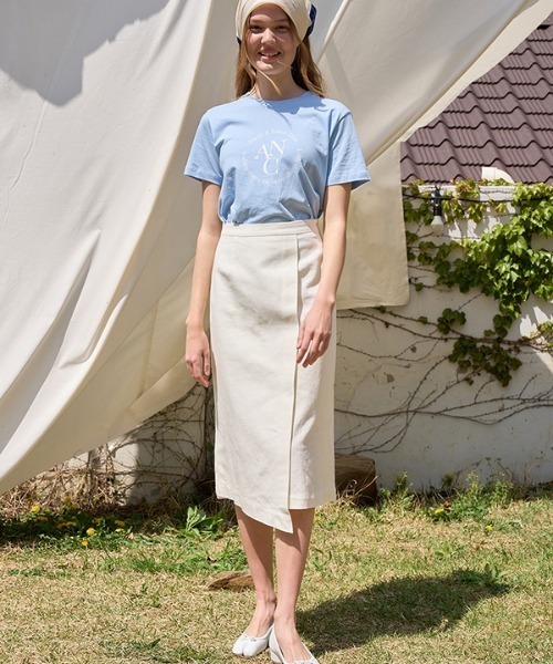 ANEDIT（アンエディット）の「【ANEDIT 】アンバランスリネンスカート / Unbalance Linen Skirt（スカート・レディース・オートミール/ダークネイビー・SMALL/MEDIUM）」の5枚目の写真