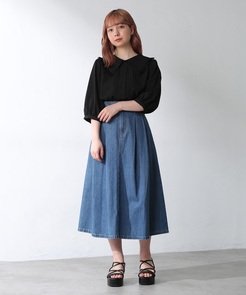 Honeys（ハニーズ）の「フリル衿ブラウス（シャツ/ブラウス・レディース・ホワイト/ブラック/ホワイト系その他/ピンクベージュ・S/M/L）」の11枚目の写真