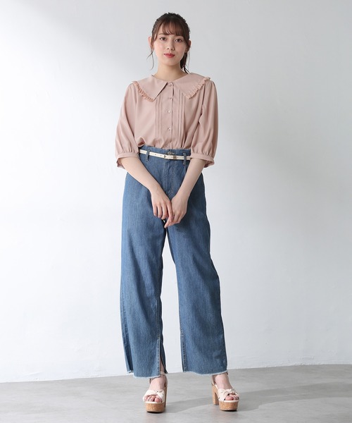 Honeys（ハニーズ）の「フリル衿ブラウス（シャツ/ブラウス・レディース・ホワイト/ブラック/ホワイト系その他/ピンクベージュ・S/M/L）」の15枚目の写真