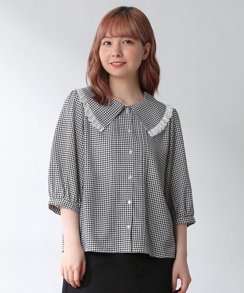 Honeys（ハニーズ）の「フリル衿ブラウス（シャツ/ブラウス・レディース・ホワイト/ブラック/ホワイト系その他/ピンクベージュ・S/M/L）」の19枚目の写真