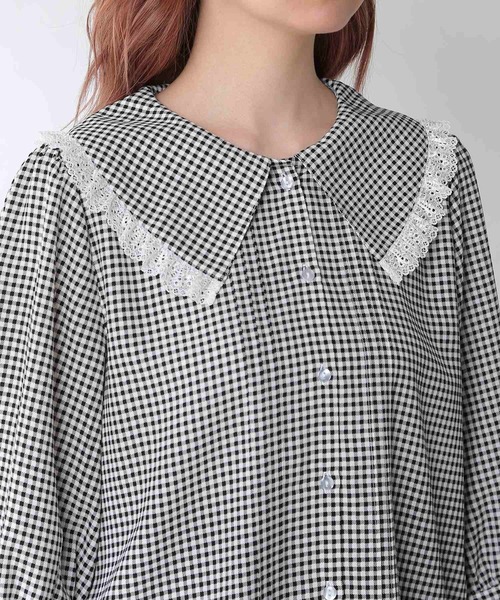 Honeys（ハニーズ）の「フリル衿ブラウス（シャツ/ブラウス・レディース・ホワイト/ブラック/ホワイト系その他/ピンクベージュ・S/M/L）」の7枚目の写真