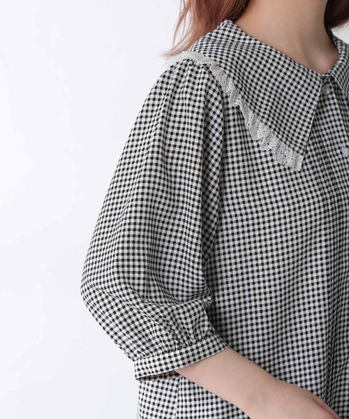 Honeys（ハニーズ）の「フリル衿ブラウス（シャツ/ブラウス・レディース・ホワイト/ブラック/ホワイト系その他/ピンクベージュ・S/M/L）」の10枚目の写真