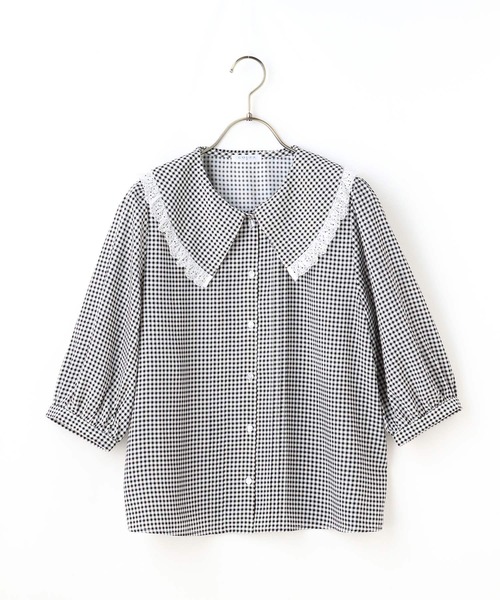 Honeys（ハニーズ）の「フリル衿ブラウス（シャツ/ブラウス・レディース・ホワイト/ブラック/ホワイト系その他/ピンクベージュ・S/M/L）」の6枚目の写真