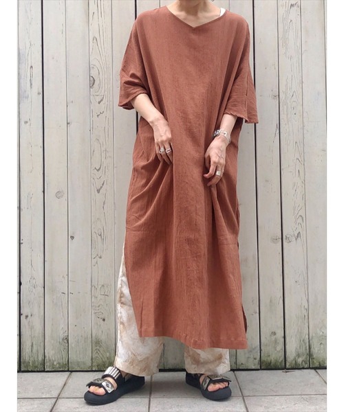 Samansa Mos2 blue（サマンサモスモスブルー）の「◎楊柳ワンピース（ワンピース・レディース・ブラック/ブラウン/ブルー・ﾌﾘ-）」の2枚目の写真