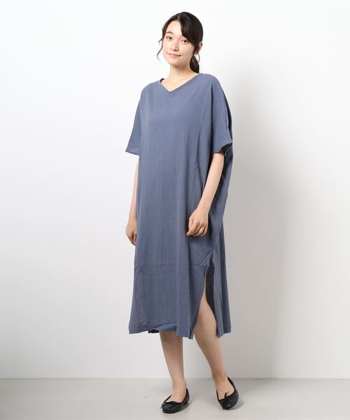 Samansa Mos2 blue（サマンサモスモスブルー）の「◎楊柳ワンピース（ワンピース・レディース・ブラック/ブラウン/ブルー・ﾌﾘ-）」の7枚目の写真