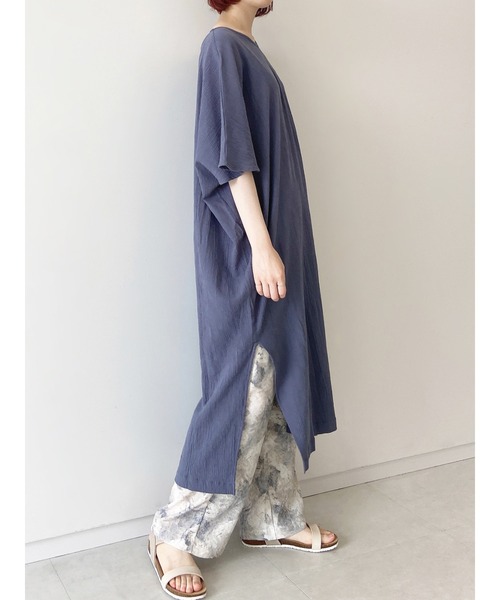 Samansa Mos2 blue（サマンサモスモスブルー）の「◎楊柳ワンピース（ワンピース・レディース・ブラック/ブラウン/ブルー・ﾌﾘ-）」の8枚目の写真