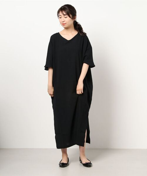 Samansa Mos2 blue（サマンサモスモスブルー）の「◎楊柳ワンピース（ワンピース・レディース・ブラック/ブラウン/ブルー・ﾌﾘ-）」の4枚目の写真