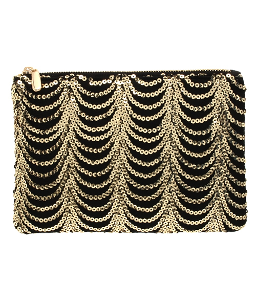 ROSE BUD(ローズバッド)の「(LL ACCESSORIES)B1556L SPANGLE POUCH 【美人百花掲載】(ポーチ・レディース・ゴールド/シルバー/グリーン・ONE SIZE)」の1枚目の写真