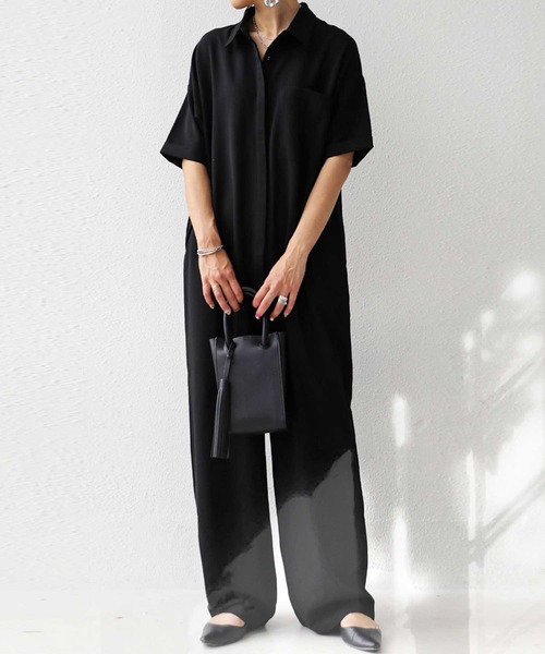 antiqua（アンティカ）の「オールインワン（つなぎ/オールインワン・レディース・杢グレー/ブラック・FREE）」の3枚目の写真