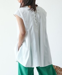 Chillfar | 2wayレースアップフレンチスリーブシャツチュニック(シャツ/ブラウス)