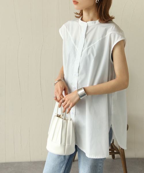 Chillfar（チルファー）の「2wayレースアップフレンチスリーブシャツチュニック（シャツ/ブラウス・レディース・ホワイト/ブラック・FREE）」の11枚目の写真