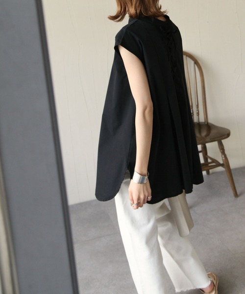 Chillfar（チルファー）の「2wayレースアップフレンチスリーブシャツチュニック（シャツ/ブラウス・レディース・ホワイト/ブラック・FREE）」の20枚目の写真