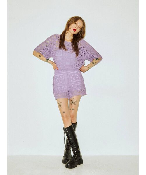 jouetie（ジュエティ）の「【セットアップ対応】クロシェキュロット（その他パンツ・レディース・ブラック/パープル/アイボリー・MEDIUM）」の10枚目の写真