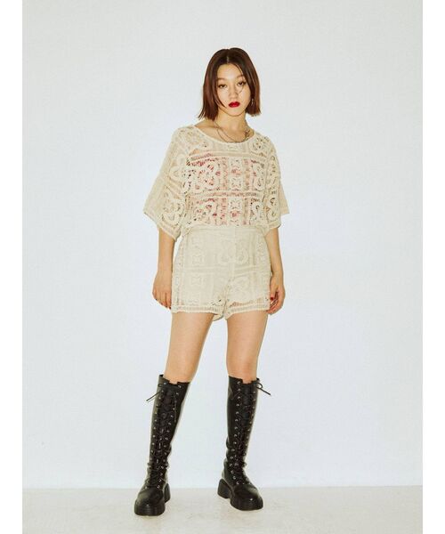 jouetie（ジュエティ）の「【セットアップ対応】クロシェキュロット（その他パンツ・レディース・ブラック/パープル/アイボリー・MEDIUM）」の7枚目の写真