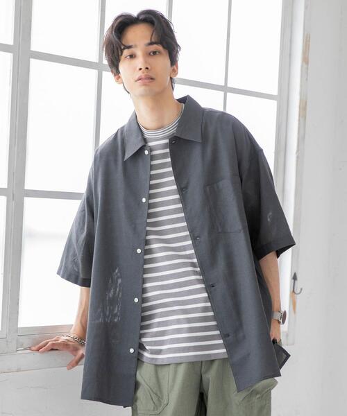 coen（コーエン）の「パナマレギュラーショートスリーブシャツ（シャツ/ブラウス・メンズ・ダークグレー/ホワイト/オリーブ/ネイビー/ベージュ/ライトグレー・SMALL/LARGE/X-LARGE/MEDIUM）」の4枚目の写真