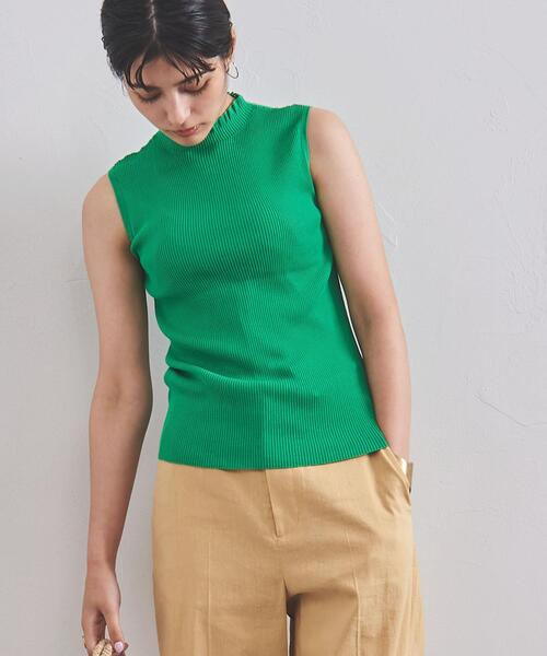 美品✨ユナイテッドアローズ　ニットフリルベスト　ノースリーブ　ジレ　ブラック 22SS C/P フリンジ ノースリーブ ニット セーター 黒 ブラック
