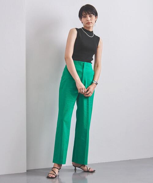 UNITED ARROWS（ユナイテッドアローズ）の「UWCC C/NY RIB フリル ノースリーブ ニット◆（ニット/セーター・レディース・ホワイト/ブラック/ケリー・FREE）」の4枚目の写真