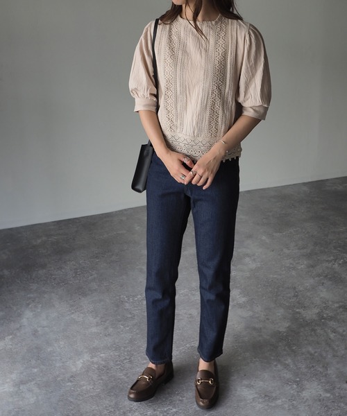 Riberry（リベリー）の「レース使いギャザースリーブブラウス（シャツ/ブラウス・レディース・ブラック/ベージュ/ブラウン/オフホワイト・MEDIUM）」の16枚目の写真