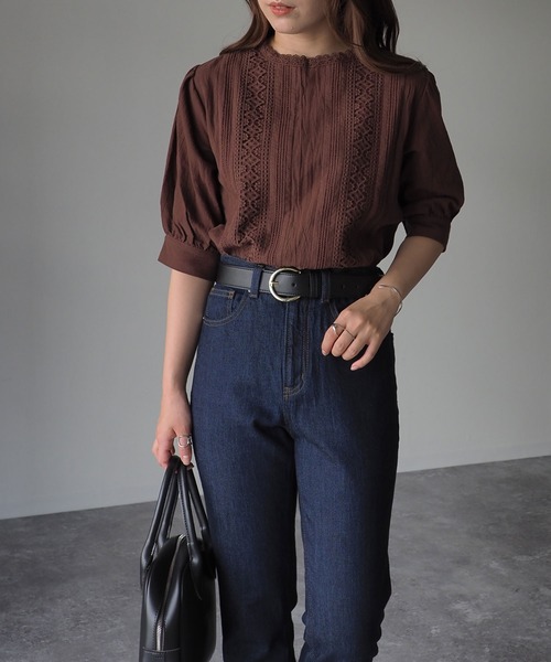 Riberry（リベリー）の「レース使いギャザースリーブブラウス（シャツ/ブラウス・レディース・ブラック/ベージュ/ブラウン/オフホワイト・MEDIUM）」の19枚目の写真