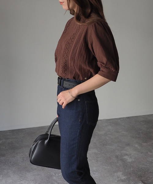 Riberry（リベリー）の「レース使いギャザースリーブブラウス（シャツ/ブラウス・レディース・ブラック/ベージュ/ブラウン/オフホワイト・MEDIUM）」の22枚目の写真