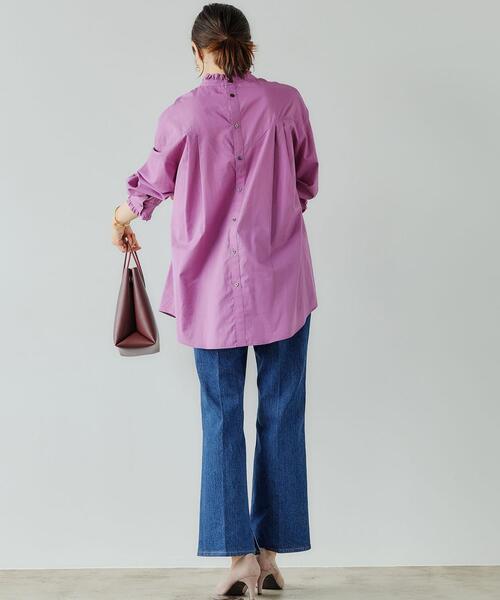 green label relaxing（グリーンレーベルリラクシング）の「フリル ネック ブラウス（シャツ/ブラウス・レディース・ホワイト/ブラック/パープル/コバルトブルー・FREE）」の10枚目の写真