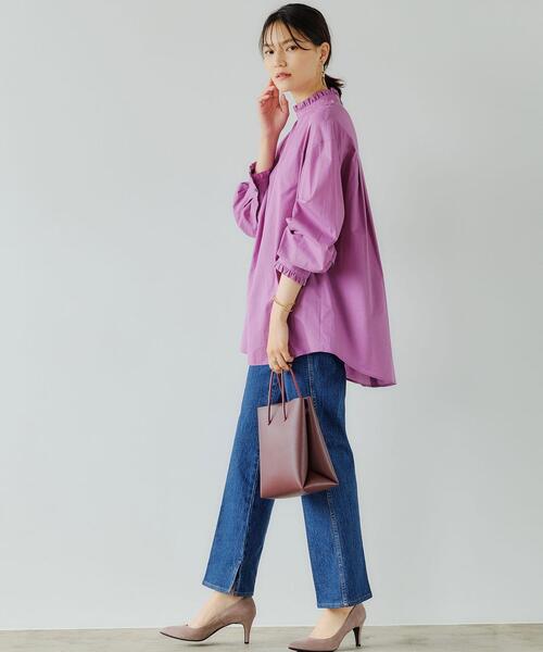 green label relaxing（グリーンレーベルリラクシング）の「フリル ネック ブラウス（シャツ/ブラウス・レディース・ホワイト/ブラック/パープル/コバルトブルー・FREE）」の11枚目の写真