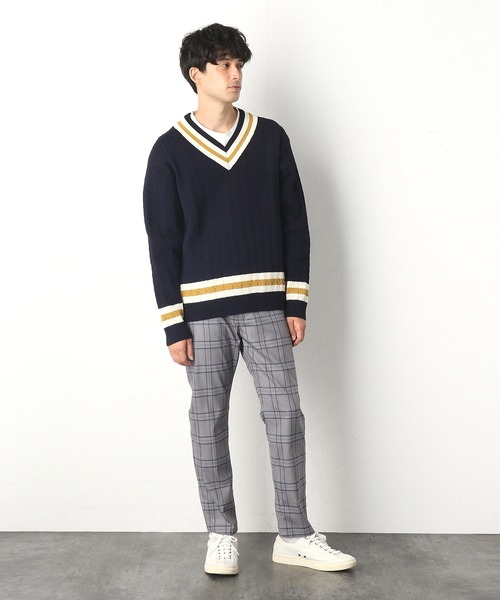 COMME　CA COMMUNE（コムサコミューン）の「チェック柄 イージーパンツ（スラックス・メンズ・ネイビー/ブラウン/グレー・SMALL/MEDIUM/LARGE）」の7枚目の写真