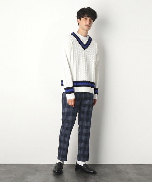 COMME　CA COMMUNE（コムサコミューン）の「チェック柄 イージーパンツ（スラックス・メンズ・ネイビー/ブラウン/グレー・SMALL/MEDIUM/LARGE）」の9枚目の写真