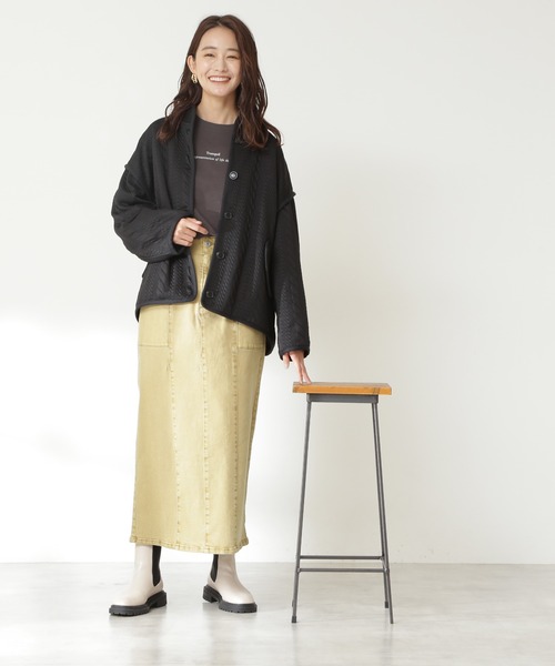 N.（N. Natural Beauty Basic）（エヌエヌナチュラルビューティーベーシック）の「◆膨れジャガードブルゾン（ブルゾン・レディース・ブラック/クリーム・MEDIUM）」の3枚目の写真