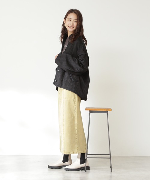 N.（N. Natural Beauty Basic）（エヌエヌナチュラルビューティーベーシック）の「◆膨れジャガードブルゾン（ブルゾン・レディース・ブラック/クリーム・MEDIUM）」の4枚目の写真