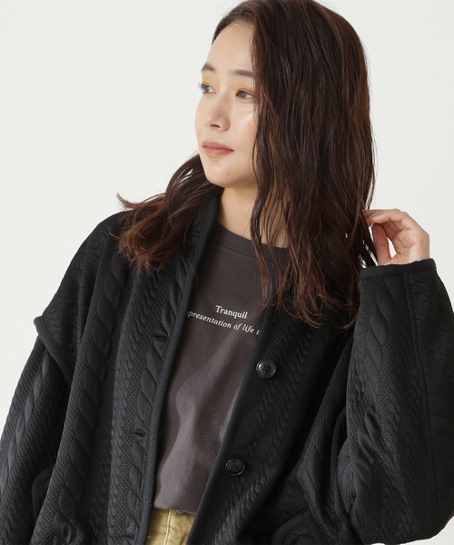 N.（N. Natural Beauty Basic）（エヌエヌナチュラルビューティーベーシック）の「◆膨れジャガードブルゾン（ブルゾン・レディース・ブラック/クリーム・MEDIUM）」の5枚目の写真