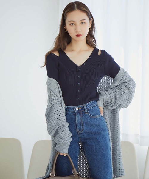 RANDEBOO（ランデブー）の「Mesh loose cardigan（カーディガン/ボレロ