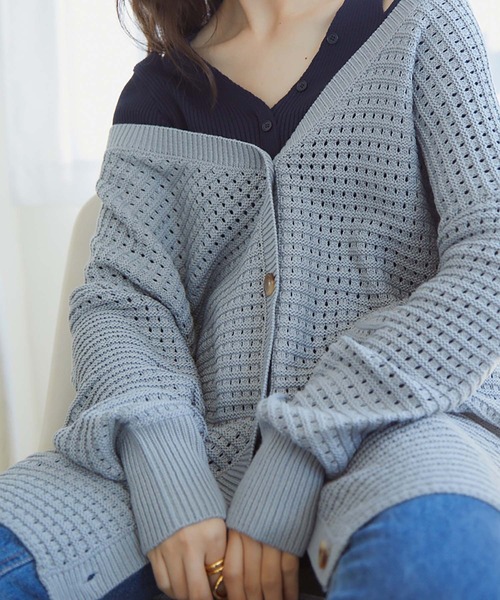 Randeboo アクセントカーディガントップ ランデブー RANDEBOO（ランデブー）の「Mesh loose cardigan（カーディガン/ボレロ