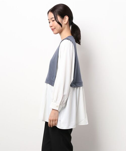 one way（ワンウェイ）の「【oneway】裏毛レイヤードトップス（Tシャツ/カットソー・レディース・ライトブルー/ブラック/ベージュ/パープル・FREE）」の6枚目の写真