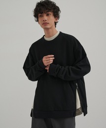 クルーネックサイドジップスウェット