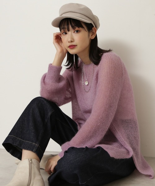 NATURAL BEAUTY BASIC（ナチュラルビューティーベーシック）の「モヘヤブレンドニット（ニット/セーター・レディース・グレー/チャコールグレー/ラベンダー・MEDIUM）」の7枚目の写真