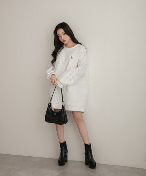 ANDGEEBEE(アンジービー)の「【UNISEX】ジャガードワッフルトップス(その他トップス・レディース・ホワイト/ブラック・MEDIUM)」の11枚目の写真